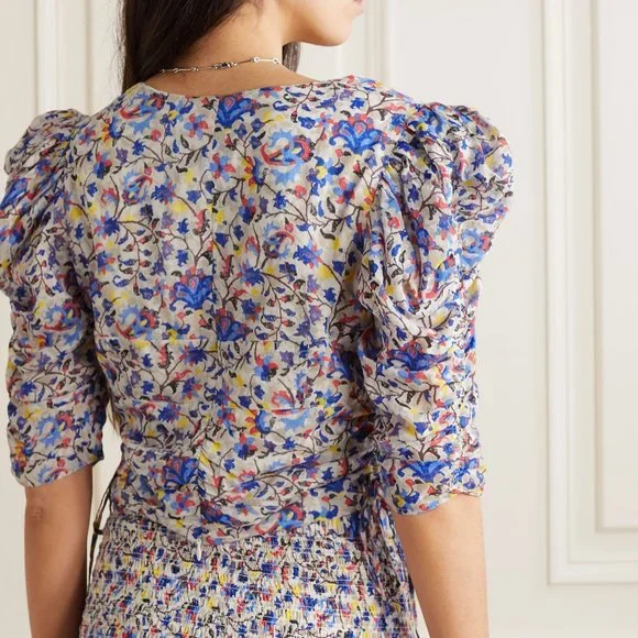 MARANT ÉTOILE Galaor cropped floral-print cotton-voile top - Picture 3 of 3